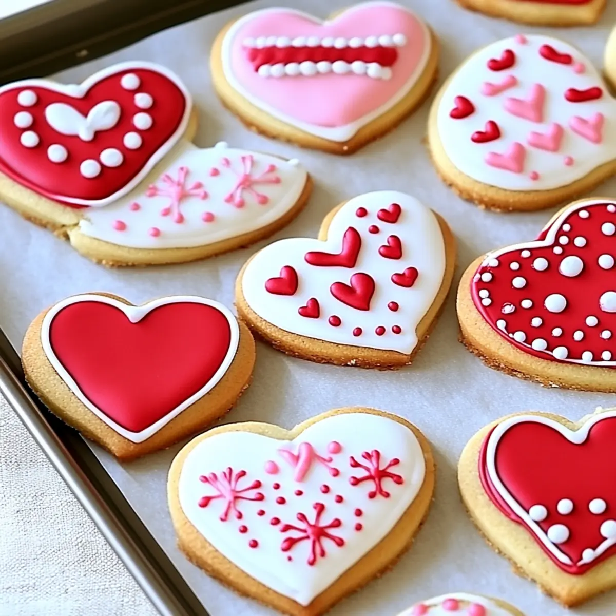 Heart Cookies Decorated with Royal Icing