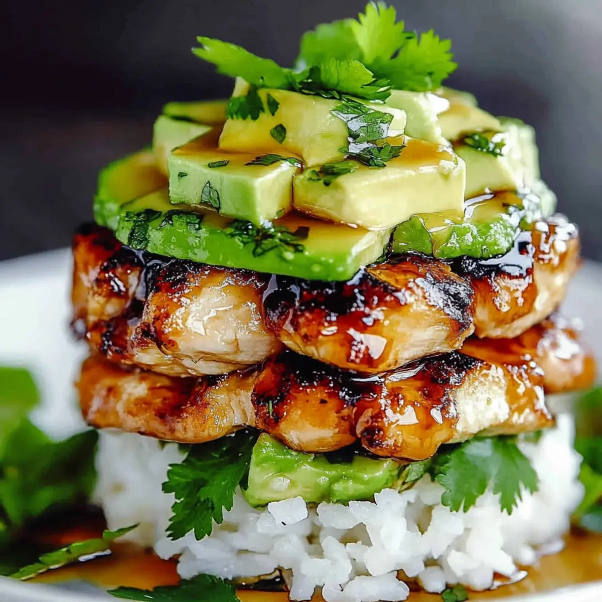 Honey Lime Chicken & Avocado Rice Stack