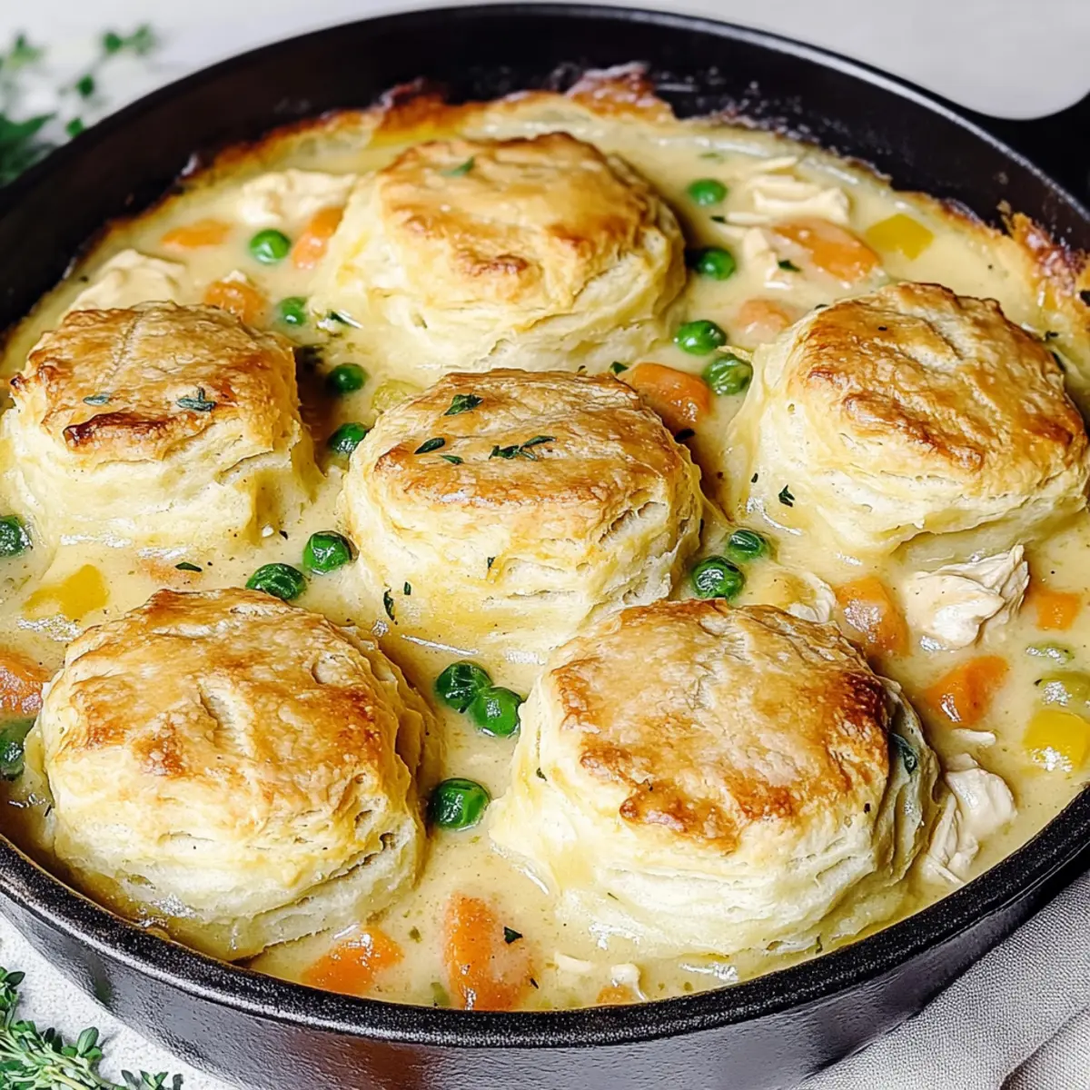 Chicken Pot Pie with Cheddar Bay Biscuits
