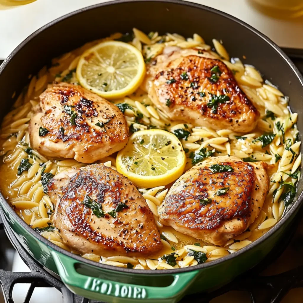 One Pot Lemon Chicken and Orzo