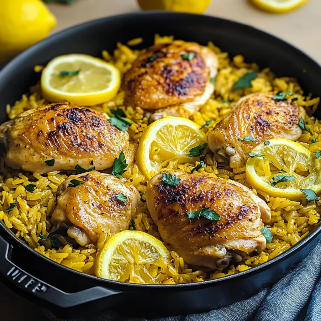 One Pan Meyer Lemon Chicken with Golden Rice