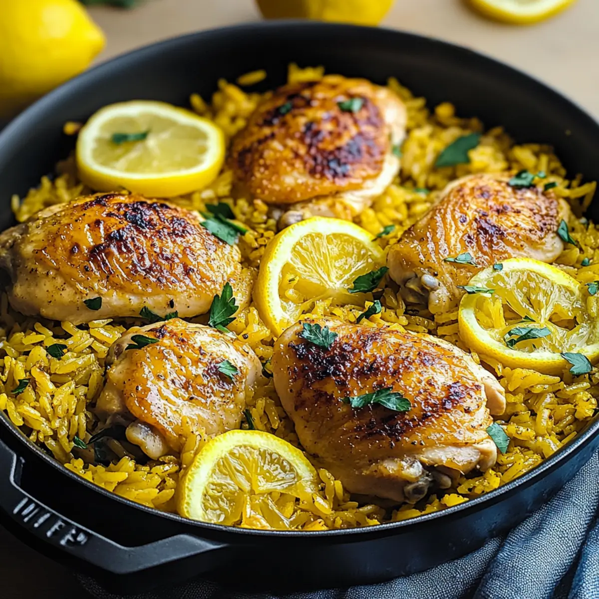 One Pan Meyer Lemon Chicken with Golden Rice