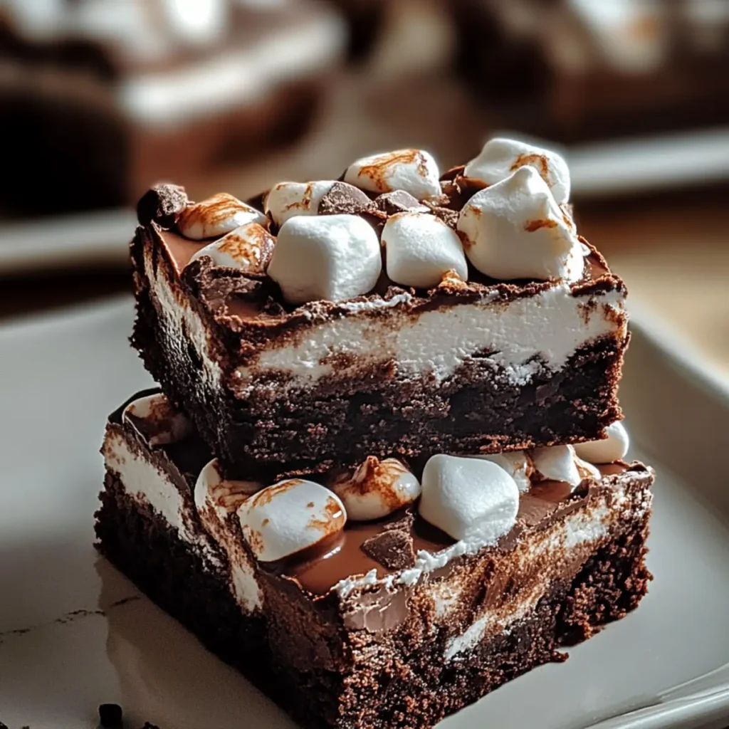 Marshmallow Fluff Hot Chocolate Brownies