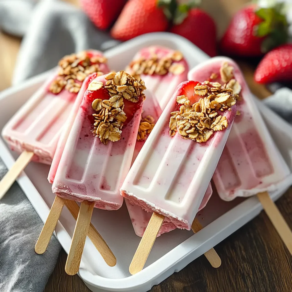 Strawberry Yogurt Pops with Granola