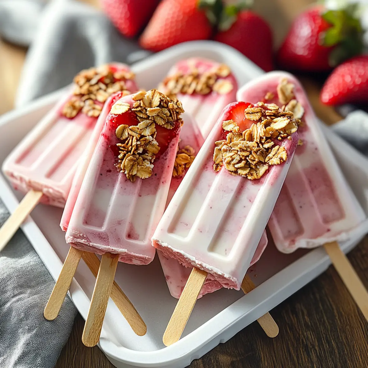 Strawberry Yogurt Pops with Granola