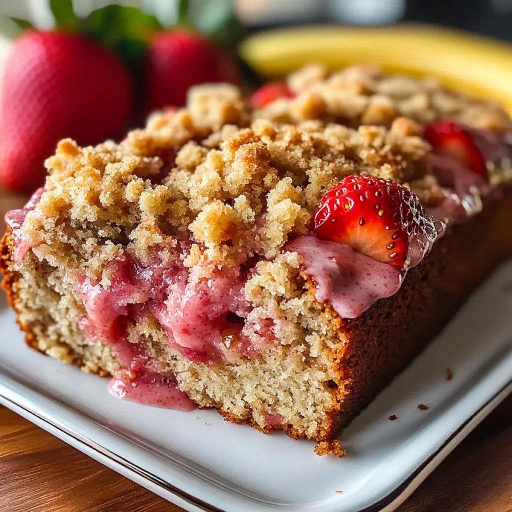 Strawberry Banana Bread with Crumb Topping