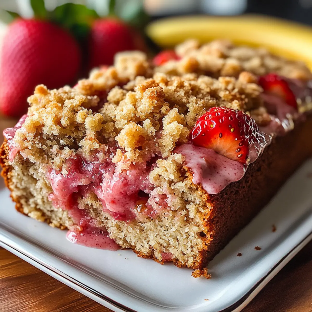 Strawberry Banana Bread with Crumb Topping