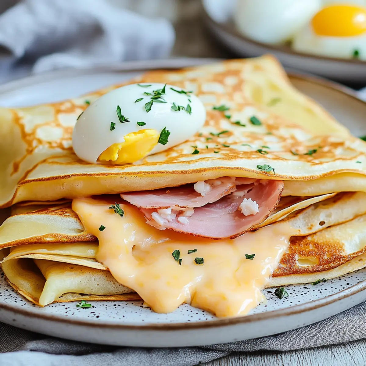 Savory Crepes with Ham, Cheese, and Eggs