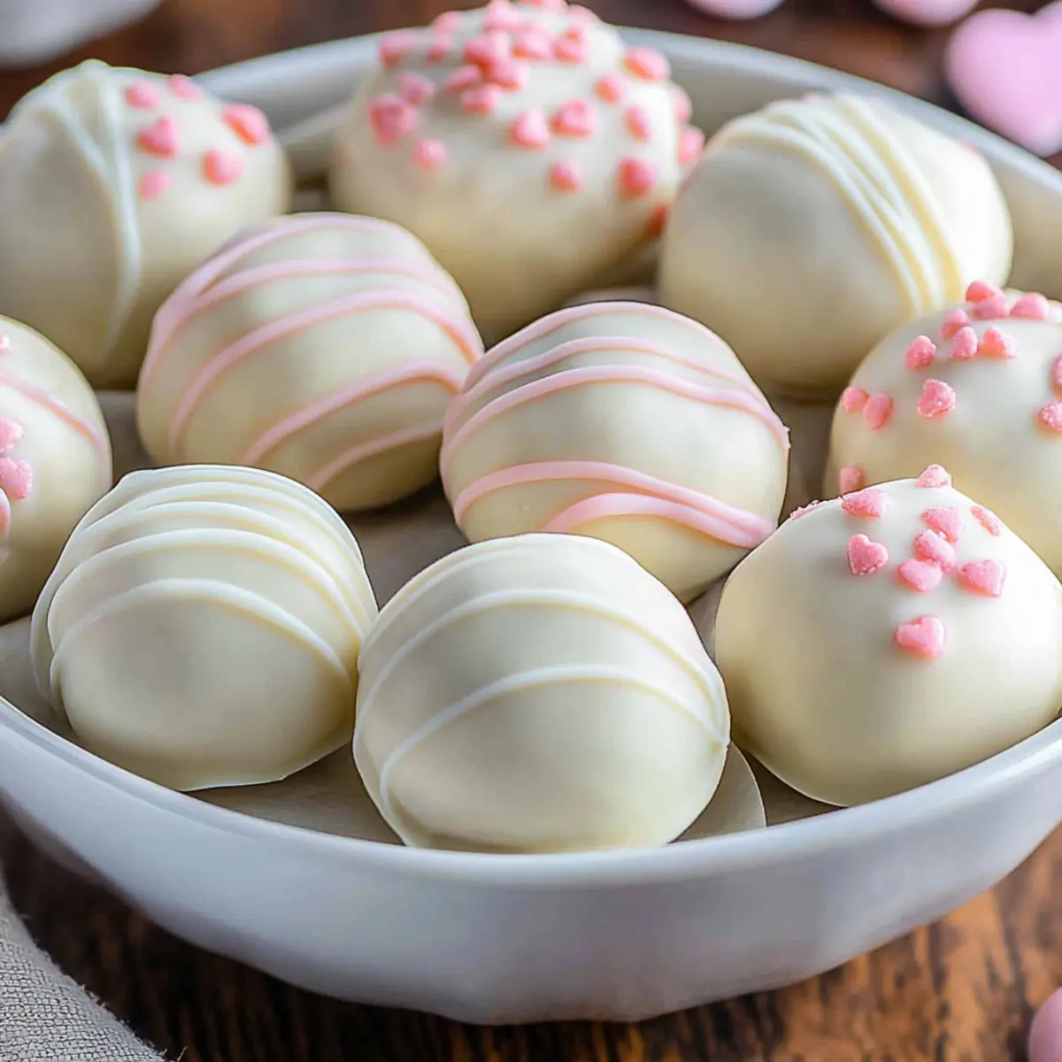 Valentine's Day White Chocolate Truffles with Toppings