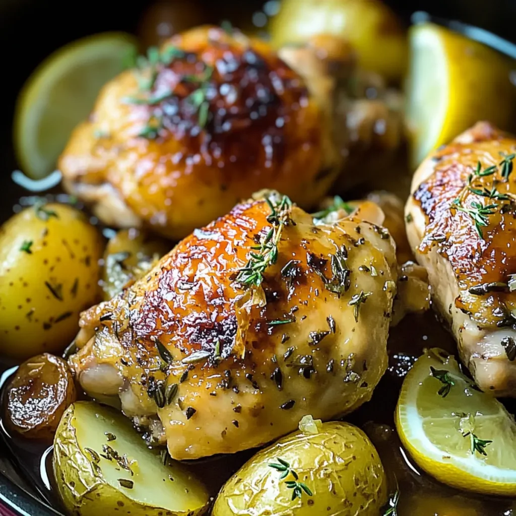 Greek Slow Cooker Lemon Chicken and Potatoes