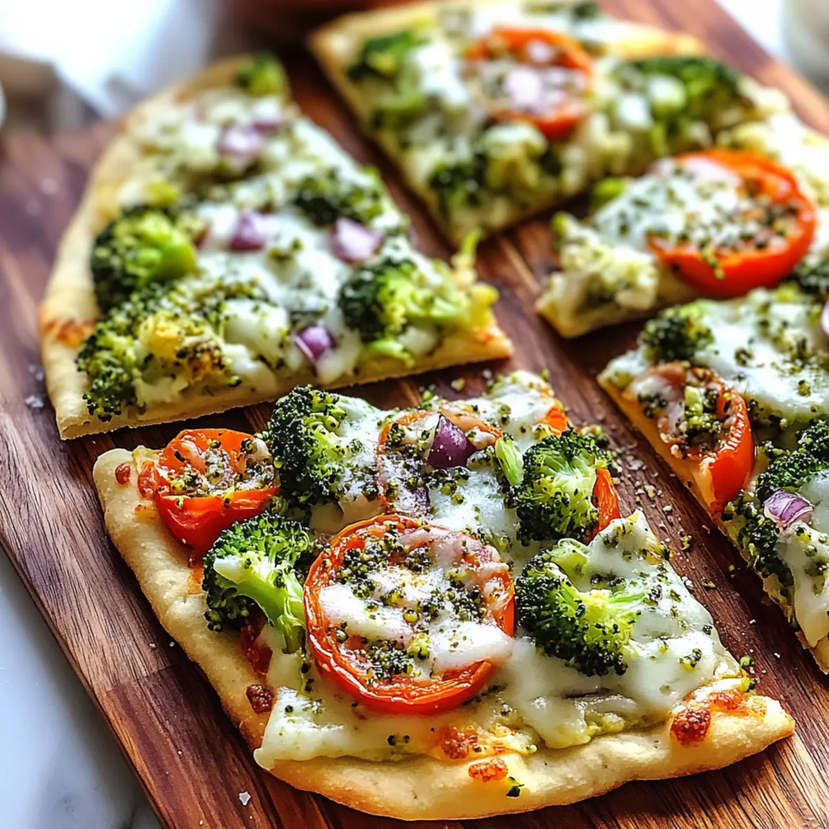 Broccoli Tomato Flatbread Pizzas