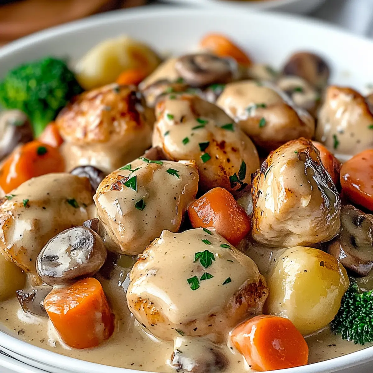 Slow Cooker Creamy Garlic Chicken and Veggies