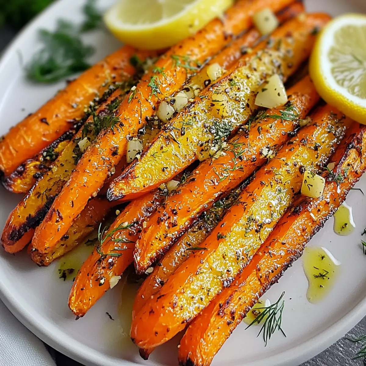 Lemon Garlic Roasted Carrots with Dill