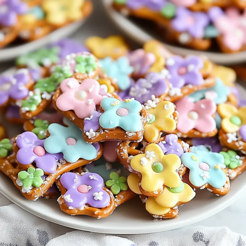 Spring Flower Pretzel Bark (Pastel Candy)